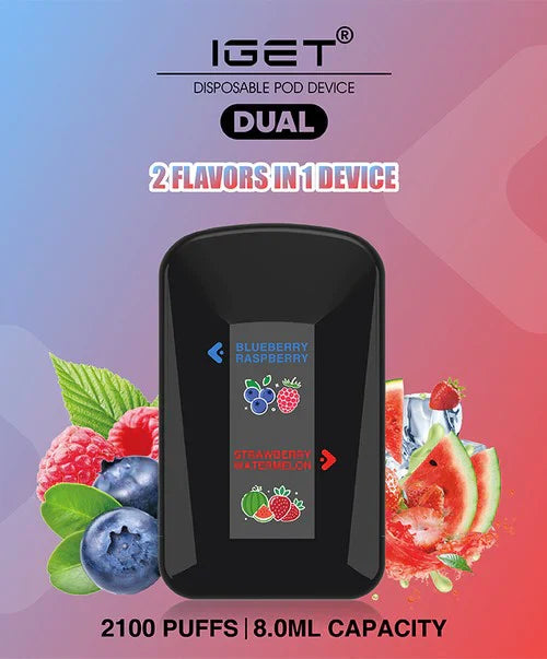IGET Dual - Blueberry Raspberry & Strawberry Watermelon (2100 Puffs)