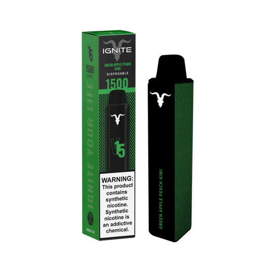 Ignite V15 Vape Pen Green Apple Peach Kiwi (1500 Puffs)