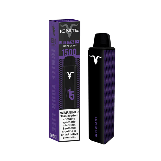 Ignite V15 Vape Pen Blue Razz Ice (1500 Puffs)
